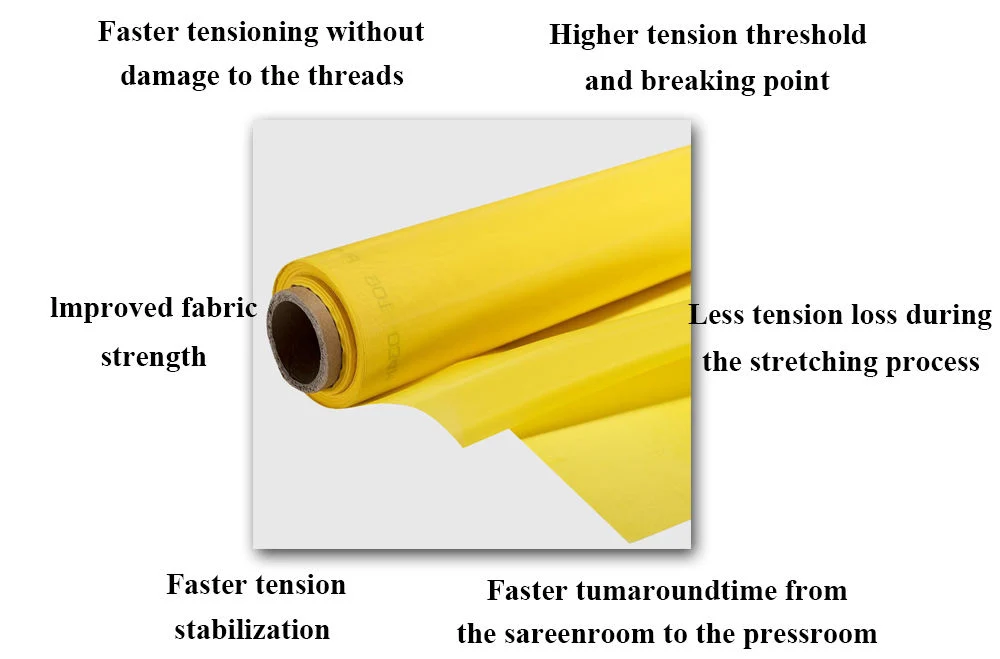 43t 47t 54t 64t White and Yellow Polyester Screen Printing Mesh