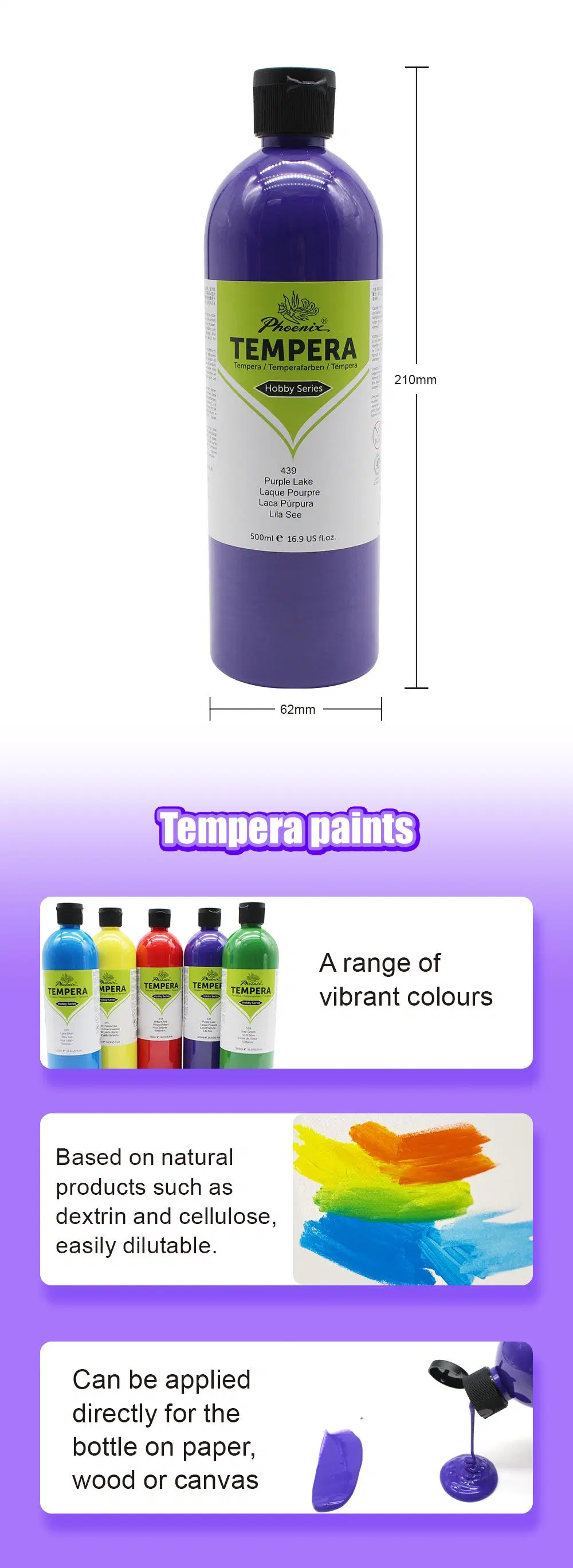 Phoenix Hot Sale Value Series 48 Colors Tempera Paint Bulk Artist Tempera Colors Paint