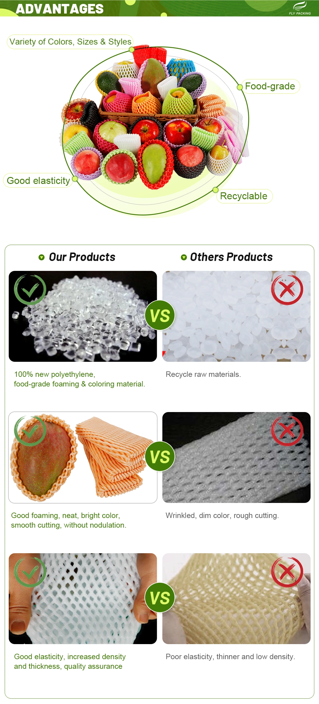 Common Single Layer Foam Net for Vegetable Transportation Protection