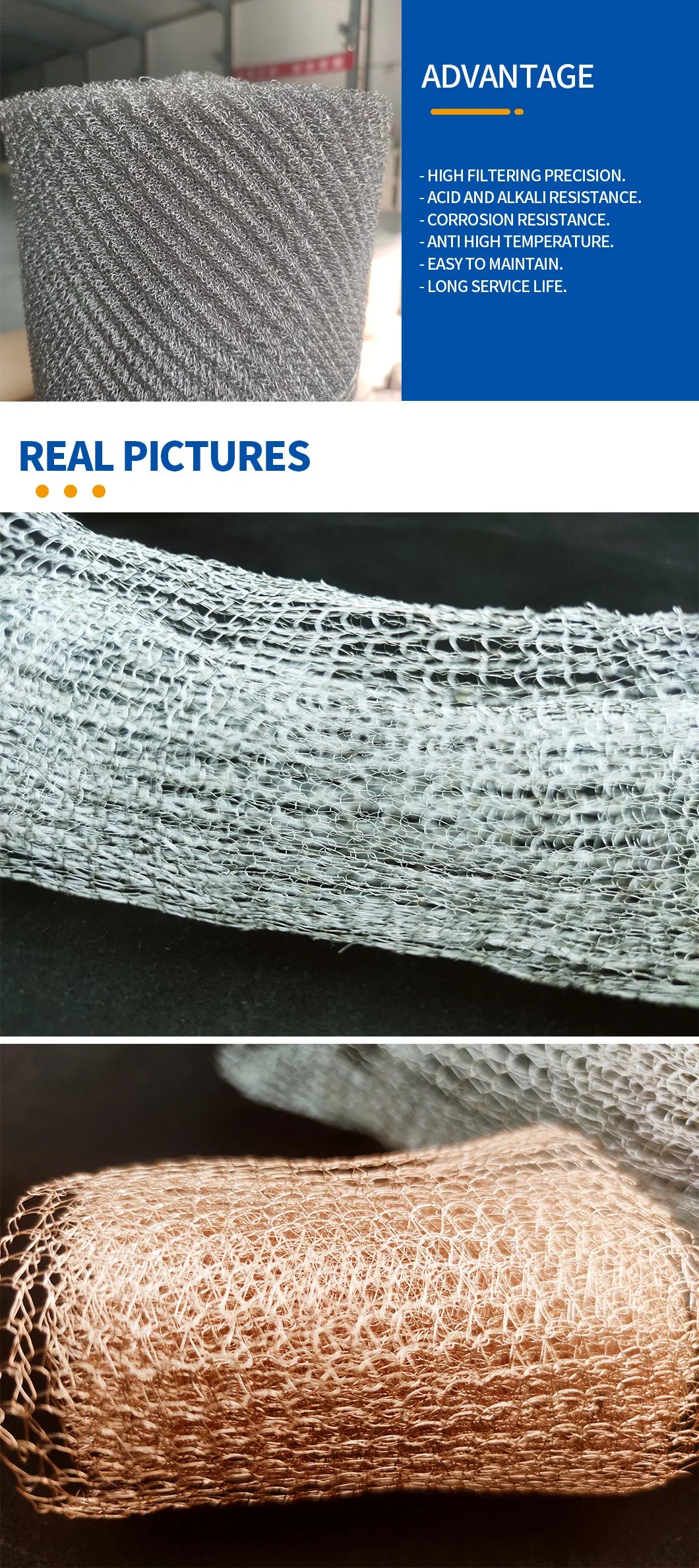 Gas and Liquid Filter Element Knitted Woven Wire Mesh